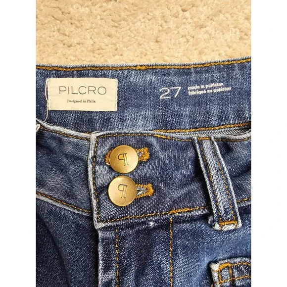 Pilcro the Wanderer High Rise Straight Utility Patch Pocket Jeans Blue 27 - Picture 5 of 9